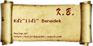 Kálló Benedek névjegykártya